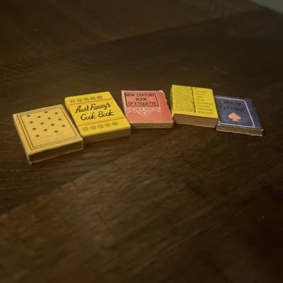 Dollhouse Miniature books vintage unreadable medical cookbook fiction lot of 5 - Thumbnail 2