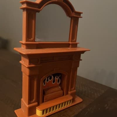 LITTLE TIKES Dollhouse Furniture Fireplace Mirror Brown 1980's Vintage - Image 1