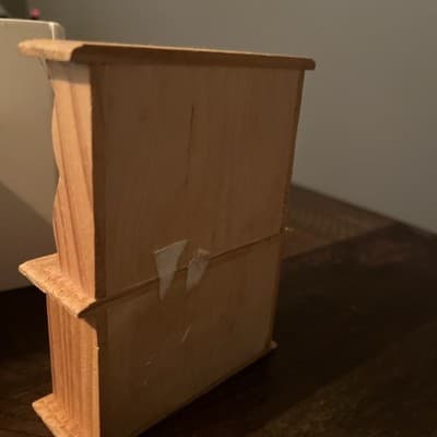 Vtg Unfinished Wood Dollhouse Cupboard Hutch 5” Tall 3.75 Long 1.25” Wide New - Thumbnail 3