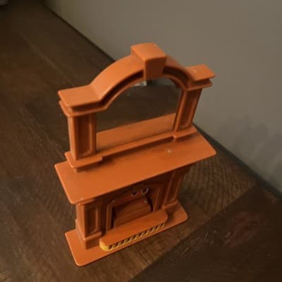 LITTLE TIKES Dollhouse Furniture Fireplace Mirror Brown 1980's Vintage - Thumbnail 3