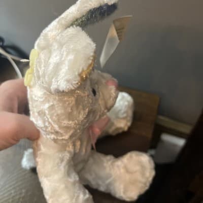 Vintage Plush Rabbit 13” Multicolored Ears With Pink Bow 🎀 - Thumbnail 5