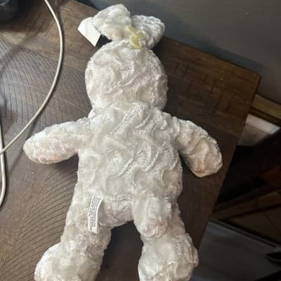 Vintage Plush Rabbit 13” Multicolored Ears With Pink Bow 🎀 - Thumbnail 4