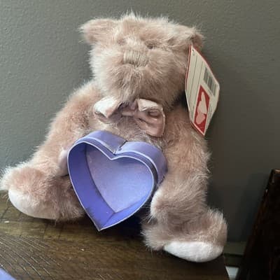 Brown Plush Teddy Bear Pink Now And Purple Hug Me Box You Can Open To Add Item - Thumbnail 3