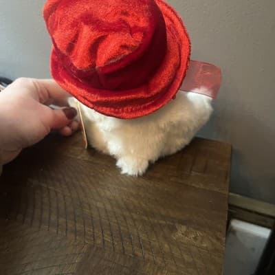 Dandee Plush Bear White Red Velvet Hat And Bow Stuffed Toy - Thumbnail 3