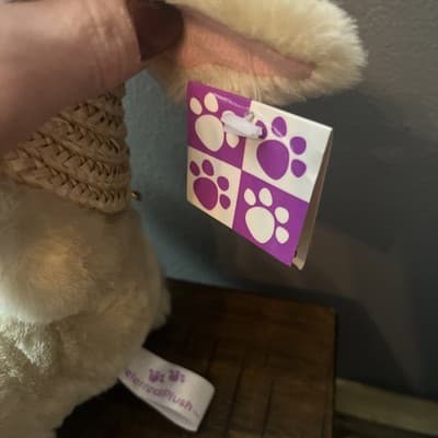 Vtg Preferred Plush Bunny Rabbit Spring Straw Hat Stuffed Animal Plush Easter - Thumbnail 4