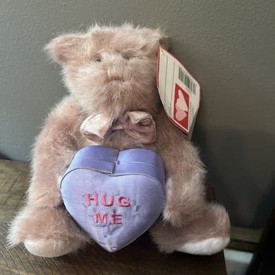 Brown Plush Teddy Bear Pink Now And Purple Hug Me Box You Can Open To Add Item - Image 1