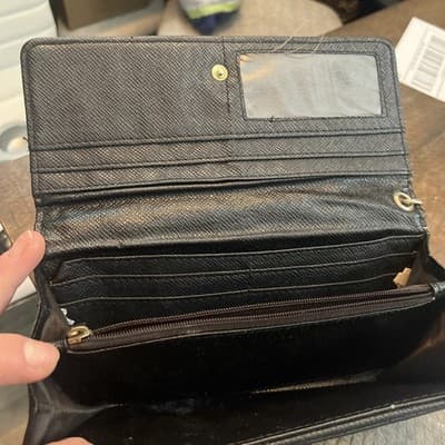lqrge Black Womens Wallet With Zippers Arlund The Whole Thing Pockets - Thumbnail 3