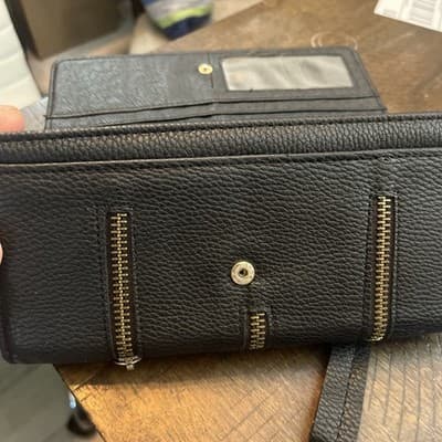 lqrge Black Womens Wallet With Zippers Arlund The Whole Thing Pockets - Thumbnail 4