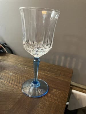 Stemware~~7”Wine Glasses~~Clear Bowl w/Blue Stem & Base~ - Image 1