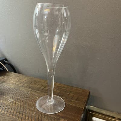 DOM PERIGNON Signed 9 1/4" Crystal Champagne Flute Glasses W/ Shield Logo - Image 1