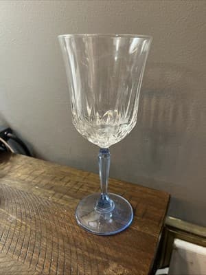 Stemware~~8" Wine Glasses~~Clear Bowl w/Blue Stem & Base~ - Image 1