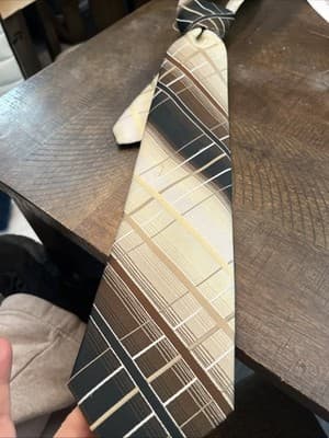 Mr.alberts Mens World Brown, Black Ans Beige Tie - Image 1