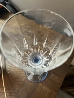 Stemware~~7”Wine Glasses~~Clear Bowl w/Blue Stem & Base~ - Thumbnail 2