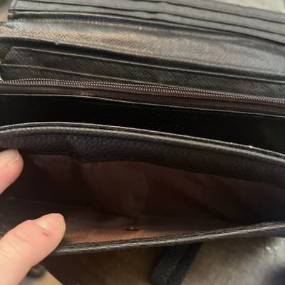 lqrge Black Womens Wallet With Zippers Arlund The Whole Thing Pockets - Thumbnail 5