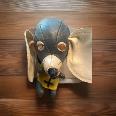 Vintage 1960s Dakin Dream Pets Leather Stuffed Chinese Mouse Without Hat - Image 1