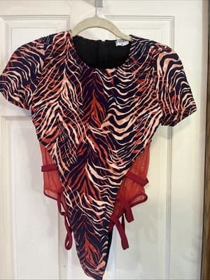 Womens M Icon Swim Wear Full Piece Zip Back Sleeves - Image 1