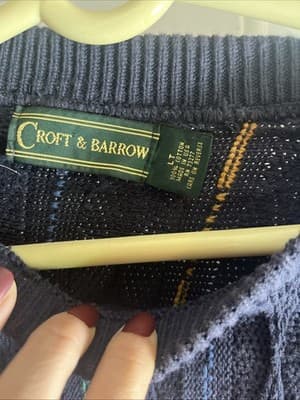 Vintage Croft & Barrow Sweater Mens Large Tall Blue Multicolor Textured 3D Knit - Thumbnail 2