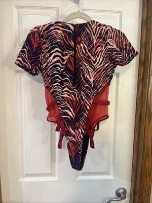 Womens M Icon Swim Wear Full Piece Zip Back Sleeves - Thumbnail 3