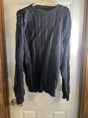 Vintage Croft & Barrow Sweater Mens Large Tall Blue Multicolor Textured 3D Knit - Image 1