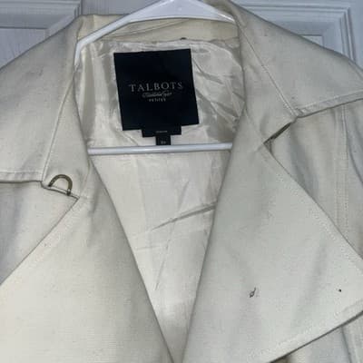 White Talbots Petites Stretch 6p Peacoat With Brown Accents Button Up - Thumbnail 2