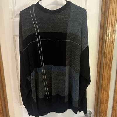 Dockers XL Mens Black And Blue Sweater Acrylic/rayon Blend Long Sleeve Sweater - Image 1