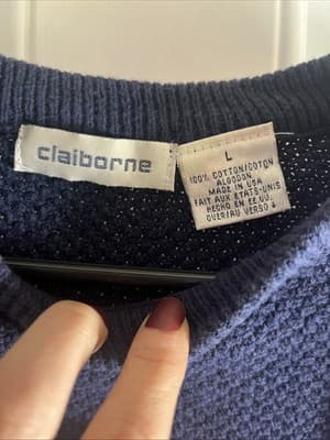 Vtg 90s Claiborne Sweater Mens Colorblock Textured Knit Grandpa Large EUC - Thumbnail 3