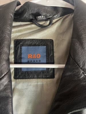 Women’s Leather Black R&O Brand Button UP XL jacket Waist Strap Mod Length - Thumbnail 2