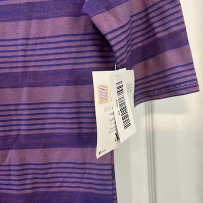 Lularoe Womens Julia Dress Size XS Purple Striped Stretch Bodycon Midi Casual - Thumbnail 2