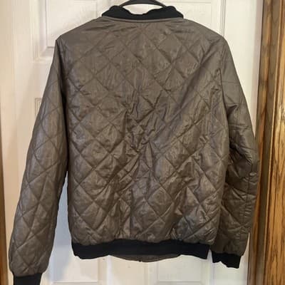 womens Medium Navie Branded Green And Black Puffer Outer Jacket Polyester - Thumbnail 4