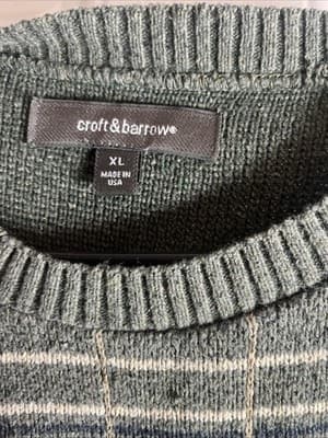 Croft and barrow Mens Sz XL Long Sleeve VNeck Sweater Pullover Green Tan Window - Thumbnail 3