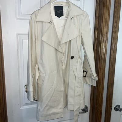 White Talbots Petites Stretch 6p Peacoat With Brown Accents Button Up - Image 1