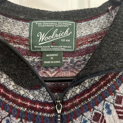 womens XL Woolrich Long Sleeve Zip Up Acrylic/wool Mix Lightweight - Thumbnail 2
