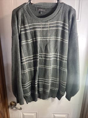 Croft and barrow Mens Sz XL Long Sleeve VNeck Sweater Pullover Green Tan Window - Thumbnail 2