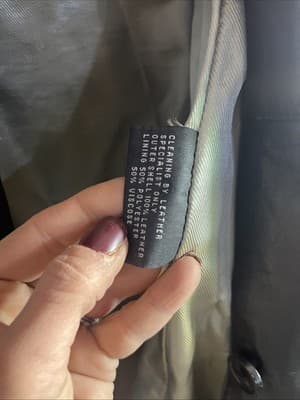 Women’s Leather Black R&O Brand Button UP XL jacket Waist Strap Mod Length - Thumbnail 3