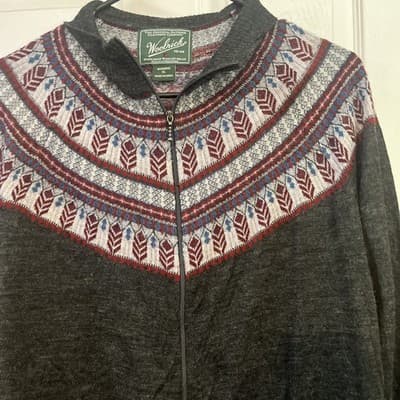 womens XL Woolrich Long Sleeve Zip Up Acrylic/wool Mix Lightweight - Thumbnail 3
