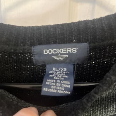 Dockers XL Mens Black And Blue Sweater Acrylic/rayon Blend Long Sleeve Sweater - Thumbnail 2