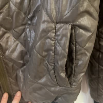 womens Medium Navie Branded Green And Black Puffer Outer Jacket Polyester - Thumbnail 3