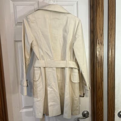 White Talbots Petites Stretch 6p Peacoat With Brown Accents Button Up - Thumbnail 3