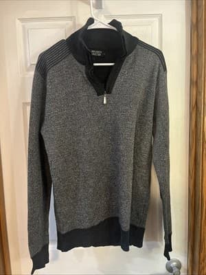 mens medium sweater Gray And Black From Mark And Dutch Collection 1/4 Zip - Image 1