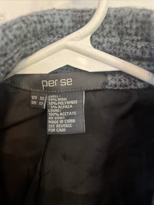 Per Se Womens Wool Short Blue Jacket Size 10 Zip Up - Thumbnail 3