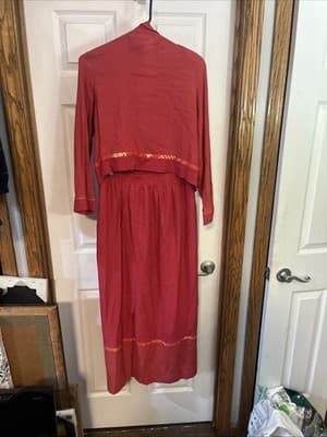 Vintage Christina Hope Size Medium Womens Red Jacket And Elastic Long Skirt - Thumbnail 7