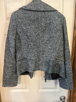 Per Se Womens Wool Short Blue Jacket Size 10 Zip Up - Thumbnail 6