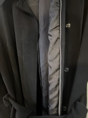 Gallery Petite Womens 12P Black Trench Coat Button Up And Belted - Thumbnail 3