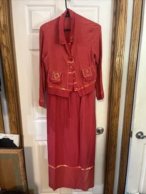 Vintage Christina Hope Size Medium Womens Red Jacket And Elastic Long Skirt - Thumbnail 3