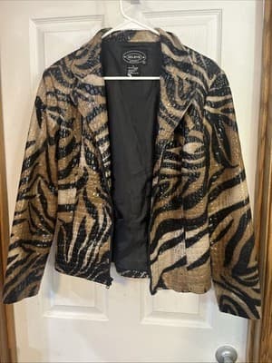 womens Medium Tiger Style Jacket By Selene Sport Zip Up NWT - Image 1