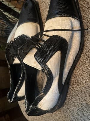 Antonio Correlli Elite Dress Shoes Black White Faux Leather Size 11 #6089 - Thumbnail 5