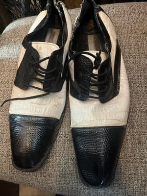 Antonio Correlli Elite Dress Shoes Black White Faux Leather Size 11 #6089 - Thumbnail 6