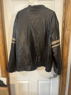 mens XXL Whispering Smith Brown Leather Coat Zip Up - Thumbnail 3
