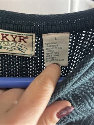 Sky Menswear Greeen Knit Sweater Crewneck Size Large - Thumbnail 4