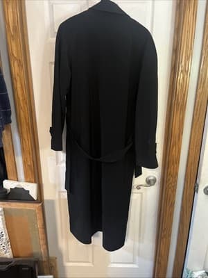 Gallery Petite Womens 12P Black Trench Coat Button Up And Belted - Thumbnail 6